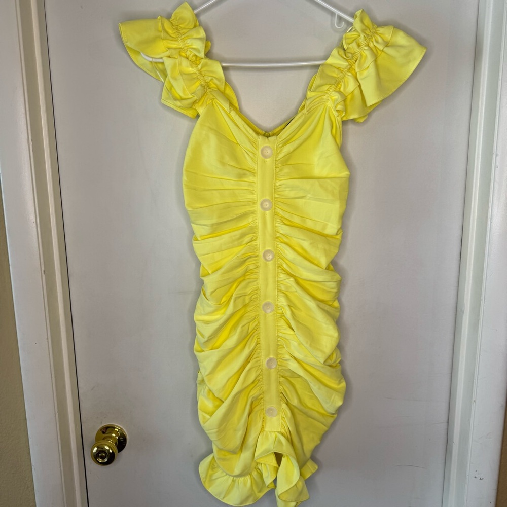 Zara Ruffled Yellow Dress - Picture 6 of 6